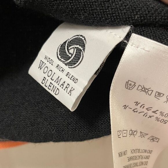 Vintage Camela Merino Wool Button-Collared Long Sleeve Polo Black Pink - Picture 5 of 9